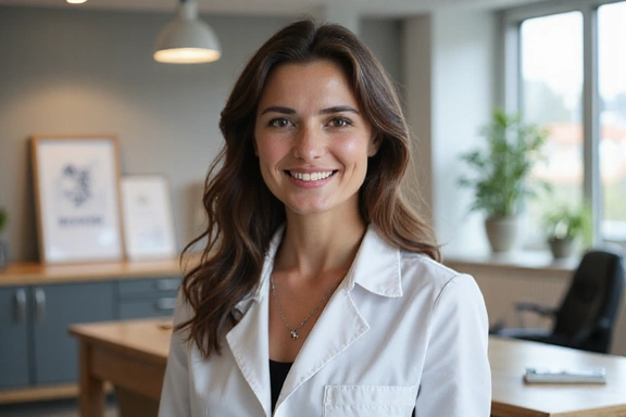 Porträt von Maria Schmidt, einer lächelnden Ernährungsberaterin